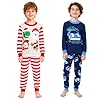 ELUTONG Boys' Christmas Pyjamas,2-Piece Kid's Soft Long-Sleeved Christmas Nightwear Featuring Elk and Car, Suitable for Boys Aged 6 Years