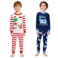 ELUTONG Boys' Christmas Pyjamas,2-Piece Kid's Soft Long-Sleeved Christmas Nightwear Featuring Elk and Car, Suitable for Boys Aged 6 Years