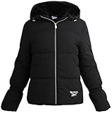 Reebok Womens Puffer Jacket - Insulated Water Resistant Quilted Parka Down Jacket Womens Winter Coats with Faux Fur Lining, Size X-Large, Black