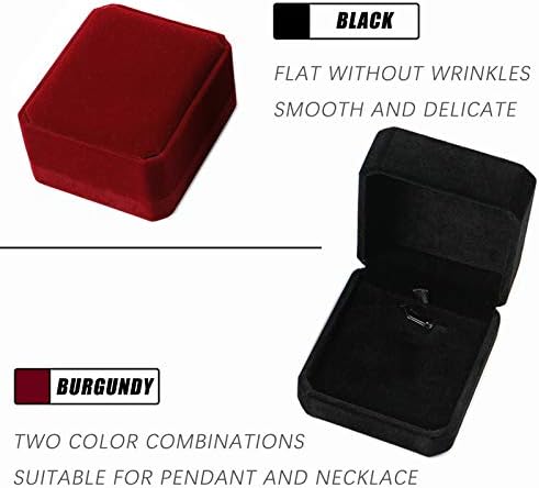 2 Pcs Velvet Necklace Box, Classic Velvet Engagement Gifts Necklace Pendant Storage Box Organiser with Cardboard, Valentine's Day Small Holder Jewelry Box for Women Girl Mom