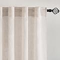 MIULEE Lino Tende Finestre Tenda a Pannello Traslucido Tende Moderne a Vela Trasparente per Porte Balcone Adatte per Soggiorno Camera da Letto 2 Pezzo Set Lino Naturale Bianco 140x260 cm
