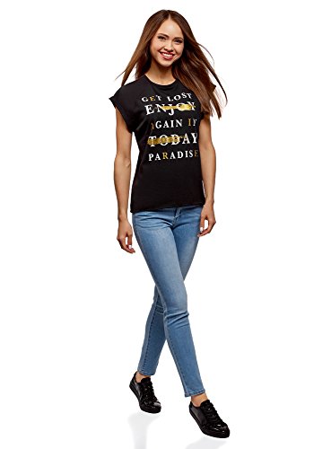 Oodji Ultra Donna T-Shirt in Cotone con Stampa