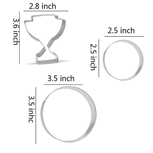 International Sport Cookie Cutter Set - 9 Piece - Football, Glove, Helmet, Megaphone, Jersey, Baseball, Basketball, Trophy Cup, Tennis Racket - Stainless Steel #TOP3