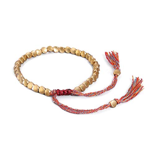 Tibet Bracelet with Agate Beads Copper, Handmade Tibetan Buddhist Braided