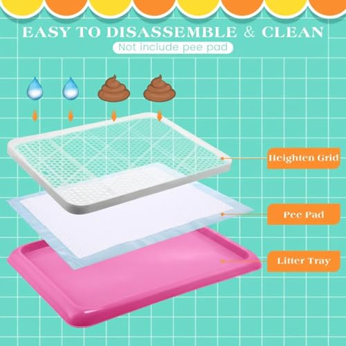 Image of Mifoci Dog Pee Pad Holder Potty Tray Portable Dog Litter Box Toilet Training for Indoor Outdoor Small Medium Large Pet Puppy(Pink,25.59 x 18.9 Inches,1 Pcs)