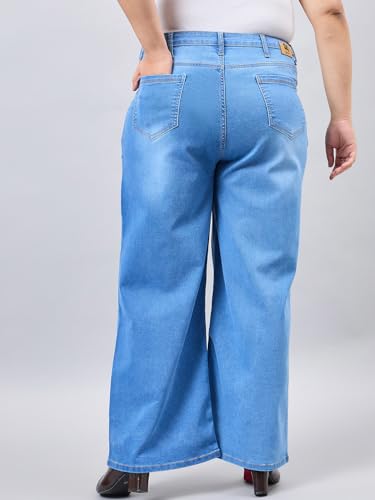 Image of Style Quotient Women Plus Size Black Wide Leg High Rise Stretchable Jeans