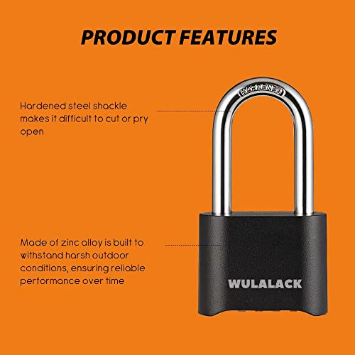 Wulalack WLAOCP-L Outdoor Combination Lock, Heavy Duty Weatherproof Pad Locks With Code, Resettable Padlock Combination thumb #2