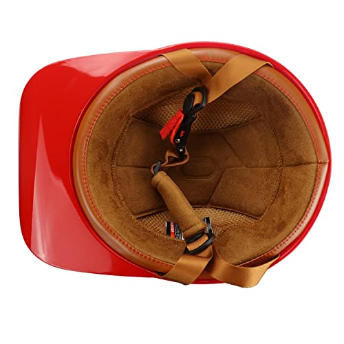 Dot Certified - Baseball Cap Style Retro Motorcycle Helmet Unisex-Adult For Moped Cap Jet Scooter Street Cruiser With Mask Towel (Xl,Light Red) #TOP3