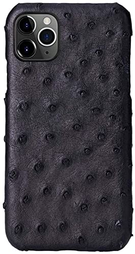 Étui iPhone 11 Pro Max coque cuir autruche noir protection arrière 6,5 pouces