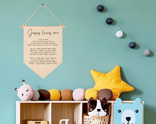 Bible Verse Sign-Scripture Decor-Baby Banner Shower Gift-Sunday School Song Decor-Flag Decor Gifts for Baby Boys Girls Kids-Banner Wall Gifts for Nursery Baby Room Playroom Bedroom Front Door