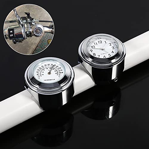 Reloj de manillar para motocicleta con termómetro integrado para soportes de 7/8 y 1 pulgada 3
