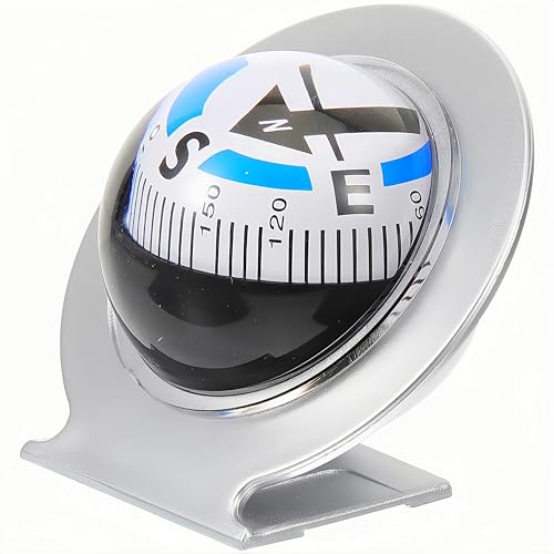 STRONGBERRY Car Compass Ball - Adjustable Dashboard Marine Compass for Car, Boat, Truck, RV | Quick-Read Dial & Adhesive Base (Earth)