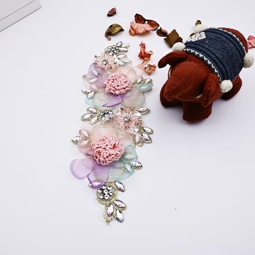 Dulllee Handmade Rhinestone Applique, Beaded Lace Patch Accessory For Dress Decoration thumb #1