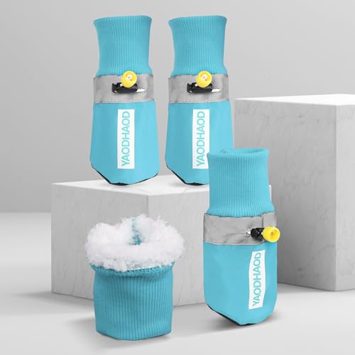 YAODHAOD Botas de Neve para Cães, Meias Respiráveis, Sapatos para Cães, Botas de Neve de Lã para Cãe