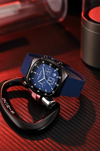 Image of Daniel Hechter Paris Bercy Collection Modern Multi Functional Watch for Men with Square Dial and Silicon Band-DHM1001