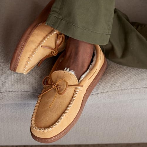 Minnetonka Men's Pile Lined Hardsole Slipper,Tan,15 M US
