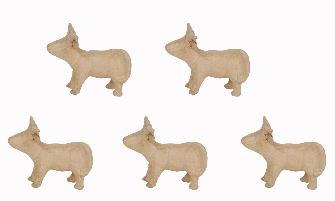 Décopatch AP174Cpack - Un lot de 5 Supports en Papier brun pulpé 11,5x5,5x8,5 cm, Bœuf, Brown