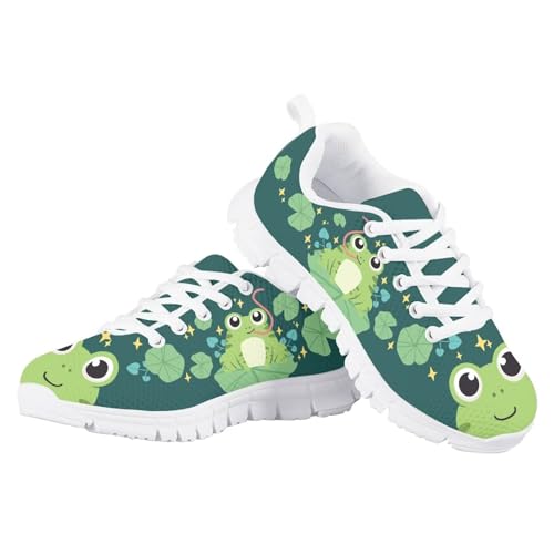 Boys Running Shoes Lightweight Sport Tennis Shoe Animal Print Lace Up Sneaker Breathable Mesh Athletic Shoes US11-5
