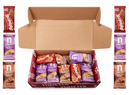 Nairns Gluten Free Variety Pack Oat Biscuit Breaks Flavors inc. Chocolate Chip Fruit Caramelised Biscuit Moments. Pack of 16 (3 Biscuits Per Pack)