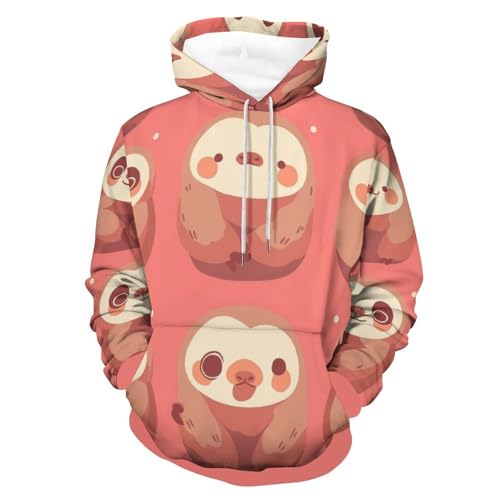 Sweat sweatshirt pullover homme femme S paresseux mignon avec hoodie manches longues