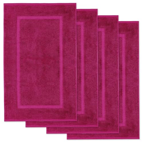 Lavea® Lot de 4 Tapis de Bain 50x80 cm Doux et Absorbants – 100% Coton, Tapis de Salle de Bain Lavables – Idéals comme Tapis de Douche ou de Bain -...