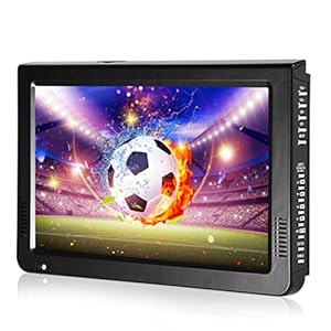 10 Inch Portable Digital TV, High Resolution LED 1080P HD HDMI TV with 1500mah Rechargeable Batteries and 12V Cigarette Lighter Video Player for Bedroom, Kitchen, Caravan, Car. (Black)