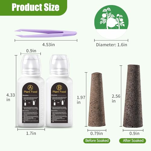 51 Pcs Grow Sponges and Nutrients for Hydroponics Plant Food Compatible with Aero Garden and All Brands - Seed Pods Lables and Indoor Plant Fertilizer for Indoor Garden Hydroponics Growing System
