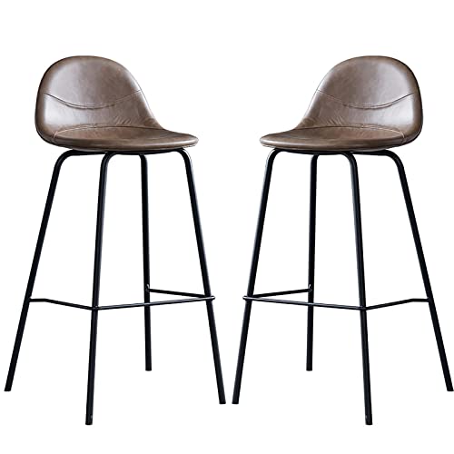 MOWEO Sillas de Comedor de Estilo Industrial Moderno, PU taburetes de la Barra de Cuero, con Respaldo bajo de Estilo Industrial de Cocina Desayuno taburetes Altos, para el Comedor, Cocina