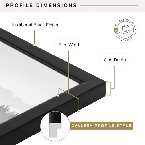 Image of MCS Foundation 24x30 Poster Frame Traditional Black, Vertical & Horizontal Wall Hanging Large Picture Frame for Photos, Posters & Art Prints (1-Pack)