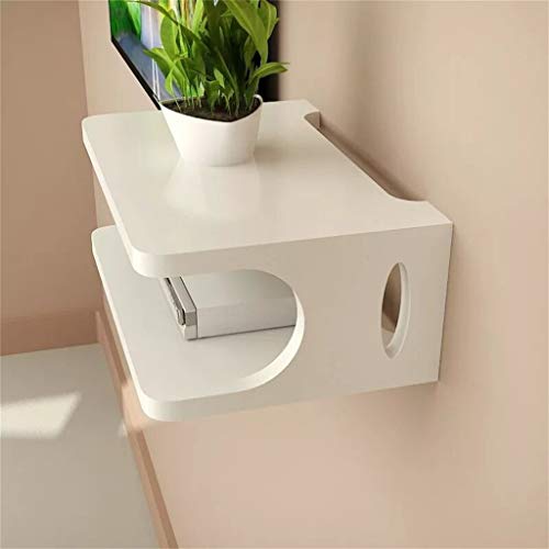 Huhu833 Wandboard Freischwebend Floating Shelf für TV-Komponenten, Kabelboxen/Router/Fernbedienungen/DVD-Player/Spielekonsolen, 2 Stufig Metall