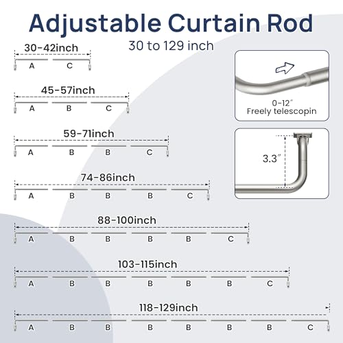 Image of ENJOYBASICS 66-120 inch Wrap Around Curtain Rod, Quick Curtain Change, Nickel