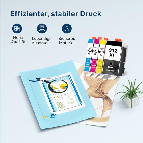 912XL 912 XL Druckerpatronen Multipack Kompatibel für HP 912 XL Schwarz für HP OfficeJet Pro 8020 8024 8022 OfficeJet 8012 8010 8013 8014 8015 8017 8021 8023 8025 (4er-Pack)