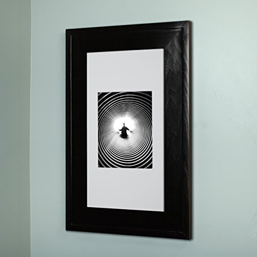 Image of 14x24 Concealed Picture Frame Medicine Cabinet Without Mirror for Bathroom, Recessed in The Wall, Made in North America, Real Wood, NO MDF, Adjustable Shelves, Hidden, Black