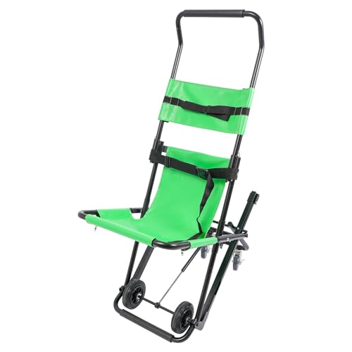 Manual Lift Stair Chair, Portable Folding Stair Lift for Elderly, 350.53 lbs Foldable Transport Wheelhair Transfer Evacuation Chair to Assist Moving Seniors (Green)