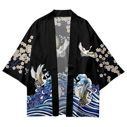 Image of DOVWOER Women's and Men Cardigan Jackets Japanese Kimono Casual Open Front Lightweight Coat