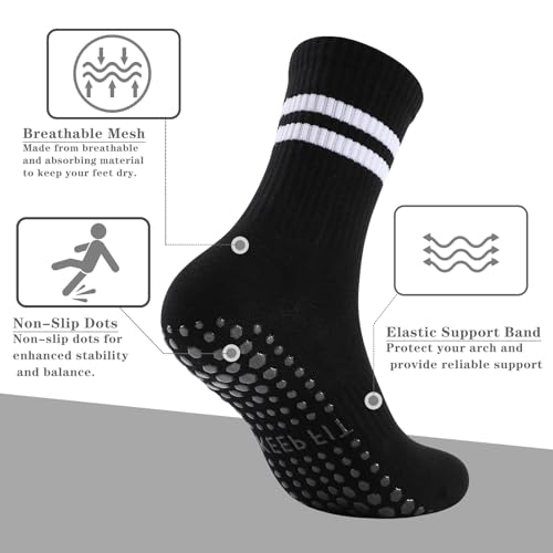 Image of loudashuaiqi Grip Pilates Socks Non Slip Athletic Yoga Socks with Grips for Women Grippy socks for Hospital Workout Barre