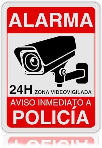 LEIASA | Cartel Videovigilancia   21x28 cm   Reflectante   Fabricado Aluminio   Grosor 0.8 mm   Zona Videovigilada   Entrada Vigilada   Señal Alarma Disuasoria   Cartel Aviso Policia