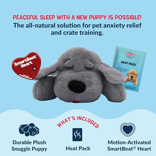 Image of Snuggle Puppy Heartbeat Toy, Calming Comfort, Medium Breeds - Gray | Calming heartbeat toy, crate training comfort, heat pack, new puppy essentials, first nights, sleep, medium breeds 25-70 lbs