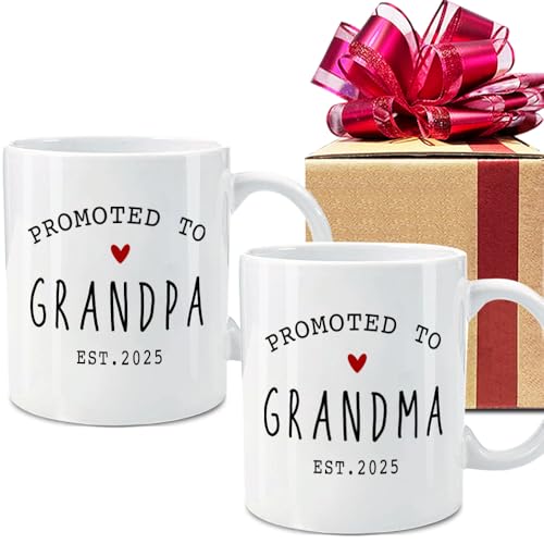 Promoted-to-Grandparents-EST-2025-Coffee-Mugs-Set-Pregnancy-Announcement-Mothers-Day-Fathers-Day-Gift-Surprise-Publicity-Mug-Gifts-Pregnancy-Reveal-New-Baby-Announcement-New-Grandma-Gift Promoted to Grandparents EST 2025 Coffee Mugs Set Pregnancy Announcement Mothers Day Fathers Day Gift Surprise Publicity Mug Gifts Pregnancy Reveal New Baby Announcement New Grandma Gift
