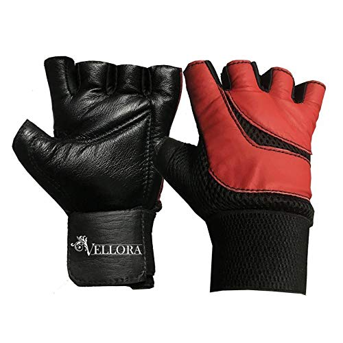 VELLORA Unisex Leather Workout Gloves | Men and Women Weight Lifting Gloves with Wrist Wraps Support for Gym Training, Full Palm Protection for Fitness, Weightlifting, Exercise, Hanging, Pull ups-Free Size (Orange) (B07N2WZLX9) Amazon Price History, Amazon Price Tracker