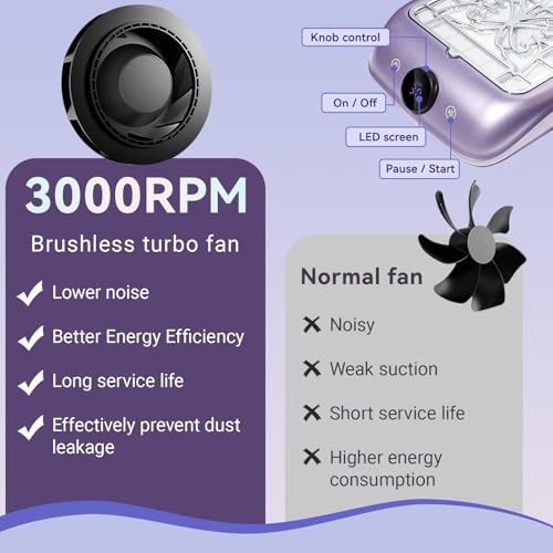 Recolector de polvo para uñas con pantalla LED y velocidad ajustable miniatura 6