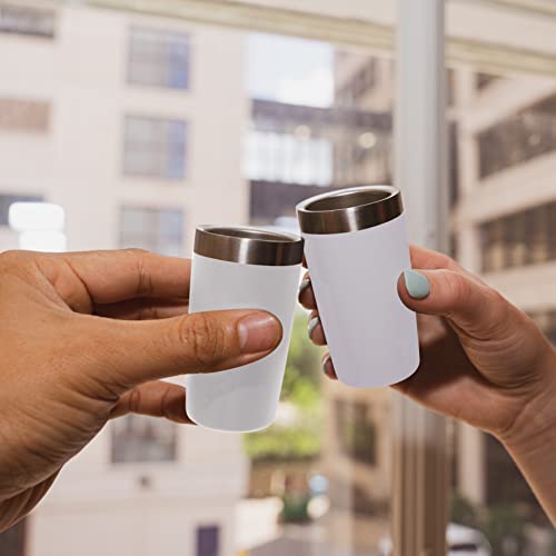 Everyday Goods (4-Pack 2Oz/60Ml) Miniature Tumbler Shot Glass Set Demitasse Stainless Steel Espresso Cup Shot Glasses Double-Wall Insulated Heavy Base Double Shot Glass 4 Pack Set 2Oz/60Ml (White) #TOP4