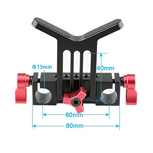 Rod pince pour DSLR rig rail system avec support objectif 15mm rigide rouge - 2