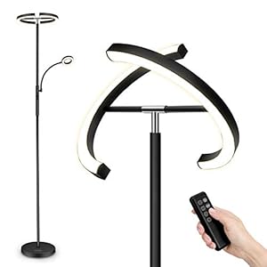 FIMEI Lampadaire, avec lampe de lecture, Lampadaire sur Pied Salon, Protection Des Yeux, 4 Températures de Couleur, Infinite Dimmable, Contrôle Tactile & Télécommande, pour Salon Bureau Chambre