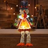 Aoutrow Lighted Christmas Doll, Plush Light Up Christmas Doll Toy Holiday Present, Battery Operated Xmas Gifts Winter Mantle Tabletop Decor (Brown Thanksgiving Turkey 16in)