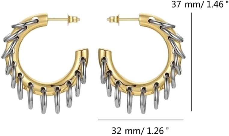 Chunky Gold Hoop Earrings Statement 18K Gold Plated C Hoop Earrings Stainless Steel Thick Hypoallergenic Hoops Earrings for Women - Image 6