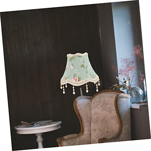 Angoily Jacquard Fabric Vintage Lamp Shade Beaded Tassels, 25cm Scallop Edge Lampshade for Living Room, European Style Decorative Light Cover - Image 6