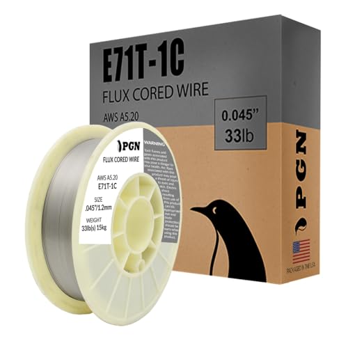 PGN Flux Core Welding Wire E71T-1C .045' – 33 lb Spool | Gas-Shielded MIG Wire for Mild Steel |...