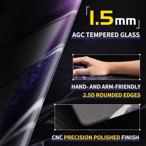 Image of TALONGAMES Glass Gaming Mouse Pad 真夜MAYO, FeatherGlide Coating, Speed Surface, Ultra-Thin 1.5mm, Custom Silicone Base, Ultra-Smooth, Large 490x420mm, High Precision, Tempered AGC Glass (ULTRAPAD, S3)