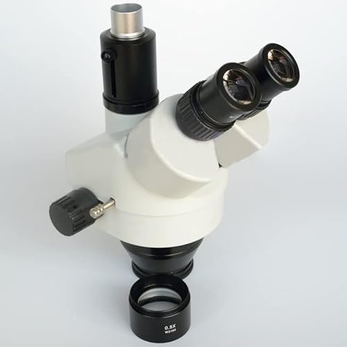 顕微鏡キット 3.5X-45X三眼ズーム式実体顕微鏡ヘッドSZM0.5Xレンズは同時焦点モデルが可能 顕微鏡レンズアダプター(Silver,Trinocular model)